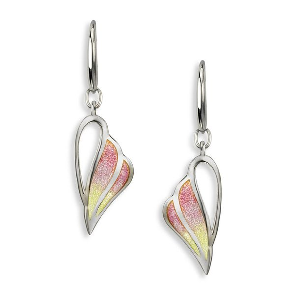 Sterling Silver Pink & Yellow Enamel Dangle Earrings Quality Gem LLC Bethel, CT