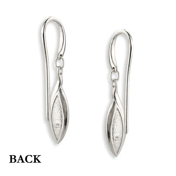 Sterling Silver Green Enamel Marquise Dangle Earrings Image 2 Quality Gem LLC Bethel, CT