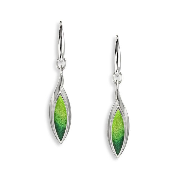 Sterling Silver Green Enamel Marquise Dangle Earrings Quality Gem LLC Bethel, CT