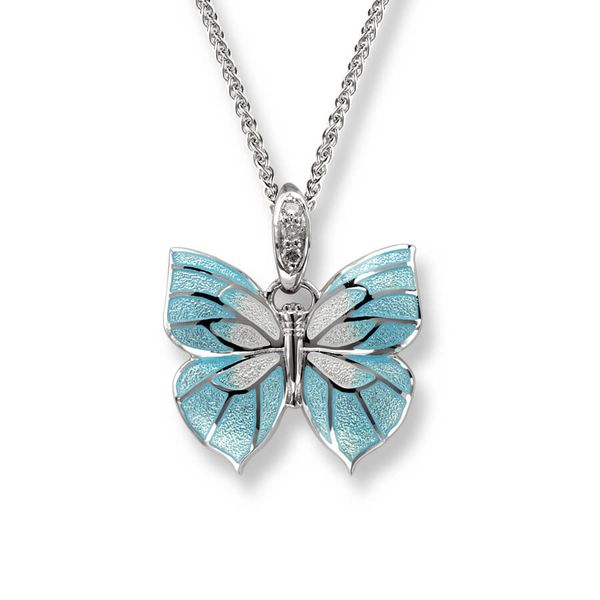 Sterling Silver Blue Enamel Butterfly Pendant Quality Gem LLC Bethel, CT