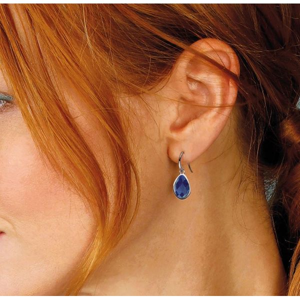Sterling Silver Coast Pebble Lapis Lazuli Drop Earrings Image 2 Quality Gem LLC Bethel, CT