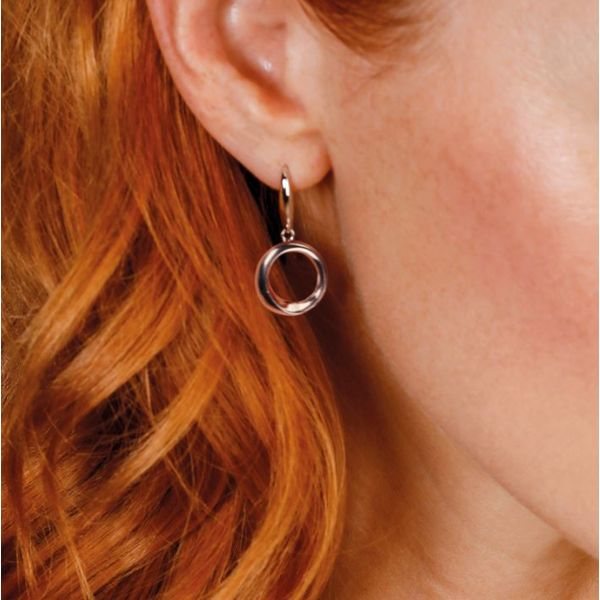 Sterling Silver Bevel Cirque Drop Earrings Image 2 Quality Gem LLC Bethel, CT