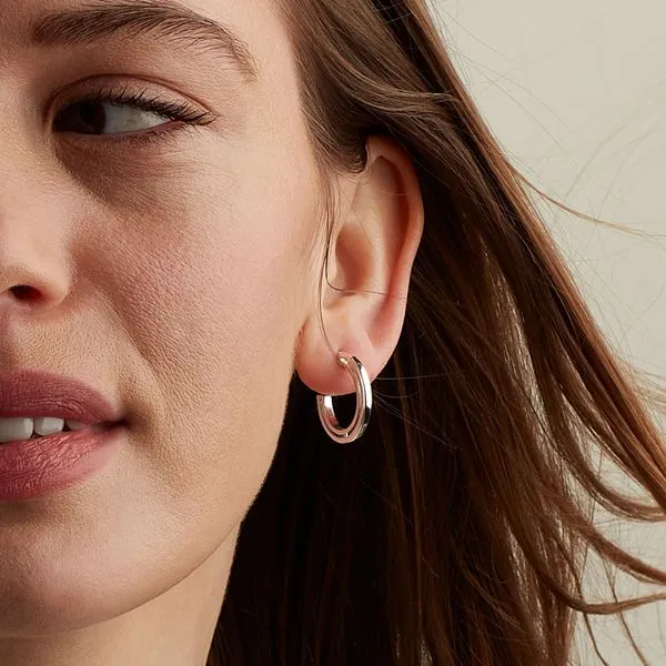 Sterling Silver Revival Eclipse Outline Hoop Stud Earrings Image 2 Quality Gem LLC Bethel, CT