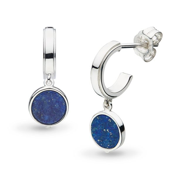 Sterling Silver Revival Eclipse Equinox Lapis Lazuli Hoop Drop Earrings Quality Gem LLC Bethel, CT