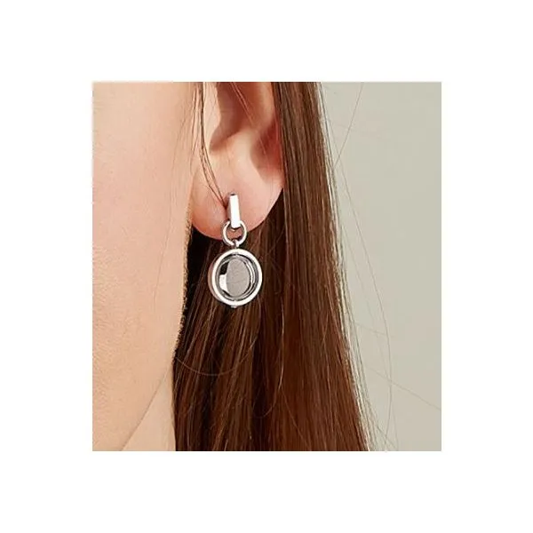 Sterling Silver Revival Eclipse Spinner Stud Drop Earrings Image 4 Quality Gem LLC Bethel, CT