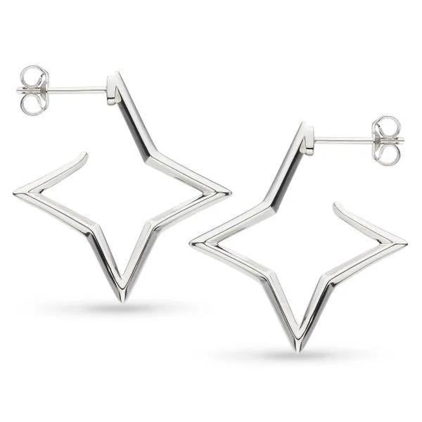 Sterling Silver Revival Astoria Star Outline Hoop Stud Earrings Quality Gem LLC Bethel, CT