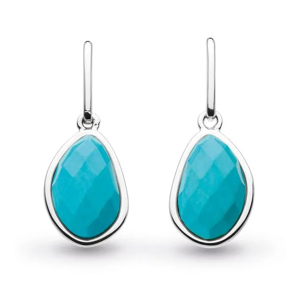 Sterling Silver Turquoise Pebble Drop Earrings Quality Gem LLC Bethel, CT