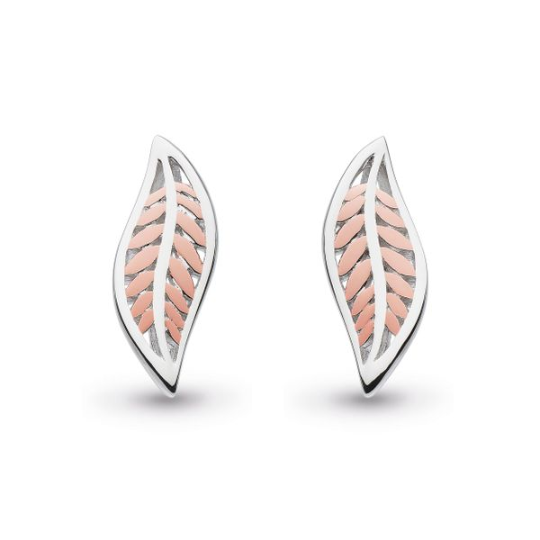 Sterling Silver and 18K Rose Plate Blossom Eden Blush Leaf Stud Earrings Quality Gem LLC Bethel, CT