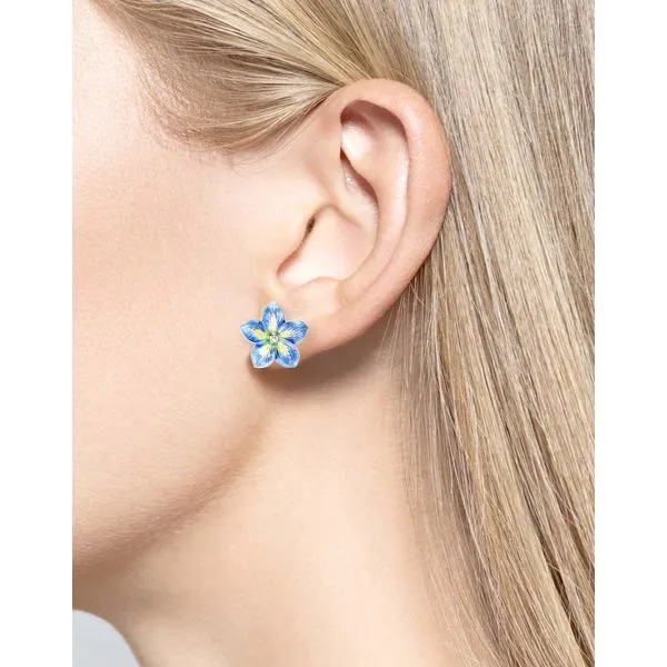 Sterling Silver Enamel Forget-Me-Not Stud Earrings Image 2 Quality Gem LLC Bethel, CT
