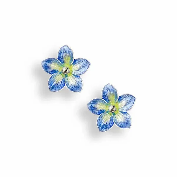 Sterling Silver Enamel Forget-Me-Not Stud Earrings Quality Gem LLC Bethel, CT