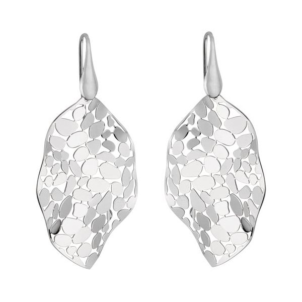Sterling Silver Rhodium Plated Mosaic Leaf Dangle Earrings Quality Gem LLC Bethel, CT