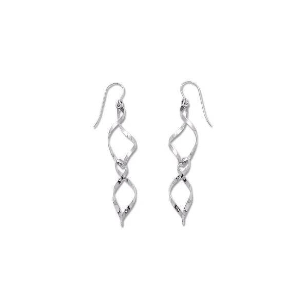 Sterling Silver Double Spiral Drop Earrings Image 2 Quality Gem LLC Bethel, CT
