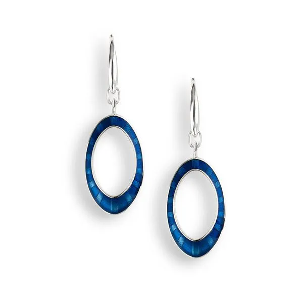 Sterling Silver Open Oval Navy Enamel Earrings Quality Gem LLC Bethel, CT