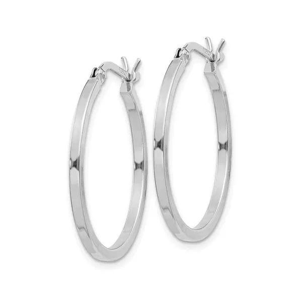 Sterling Silver Rhodium Plated Square Tube Hoop Earrings Image 2 Quality Gem LLC Bethel, CT