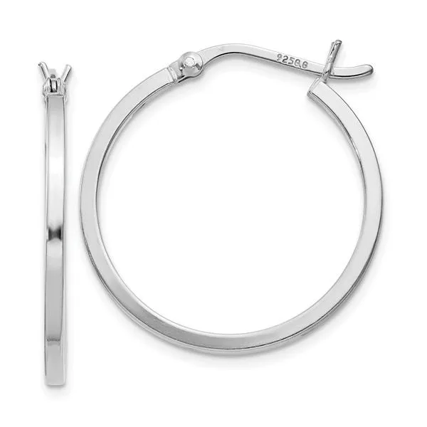 Sterling Silver Rhodium Plated Square Tube Hoop Earrings Quality Gem LLC Bethel, CT