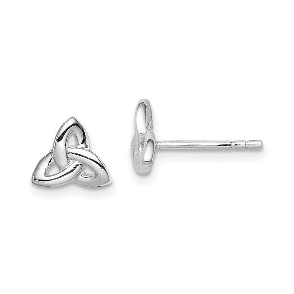 Sterling Silver Rhodium Plated Trinity Knot Earrings Image 2 Quality Gem LLC Bethel, CT