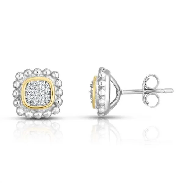 Sterling Silver & 18K Yellow Gold Quadra Popcorn Diamond Earrings Quality Gem LLC Bethel, CT