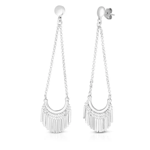 Sterling Silver Rhodium Plated Bead And Bar Fringe Earrings Quality Gem LLC Bethel, CT