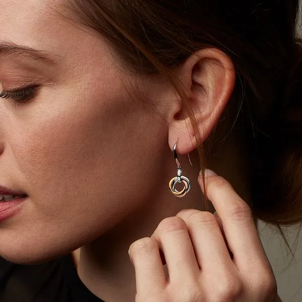 Sterling Silver Bevel Trilogy Drop Earrings Image 2 Quality Gem LLC Bethel, CT