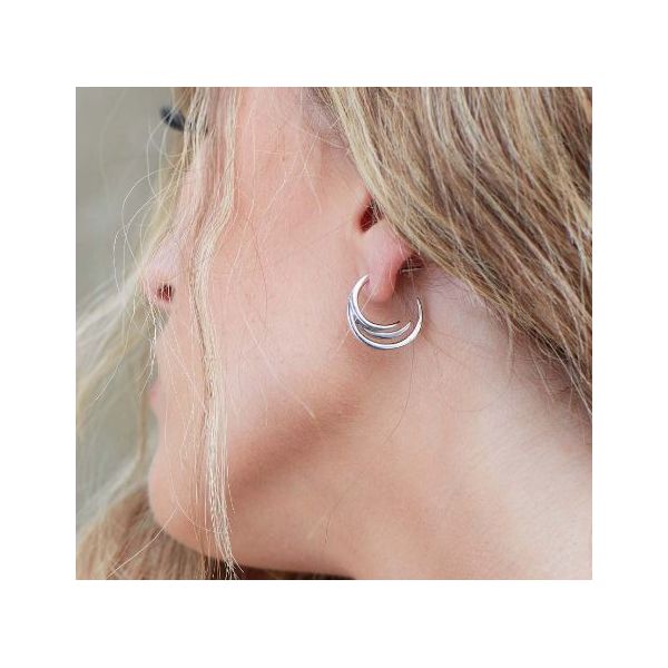 Sterling Silver Rhodium Plated Entwine Helix Wrap Hoop Earrings Image 2 Quality Gem LLC Bethel, CT
