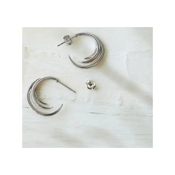 Sterling Silver Rhodium Plated Entwine Helix Wrap Hoop Earrings Image 3 Quality Gem LLC Bethel, CT