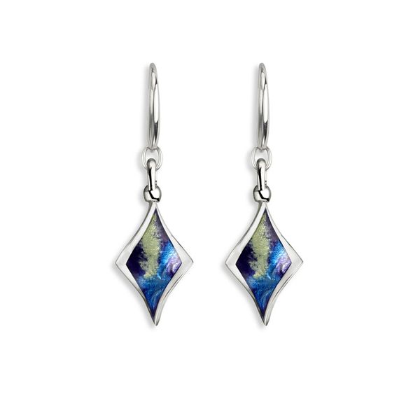 Sterling Silver Multi Color Vitreous Enamel Aurora Diamond Double Sided Twist Wire Earrings Quality Gem LLC Bethel, CT
