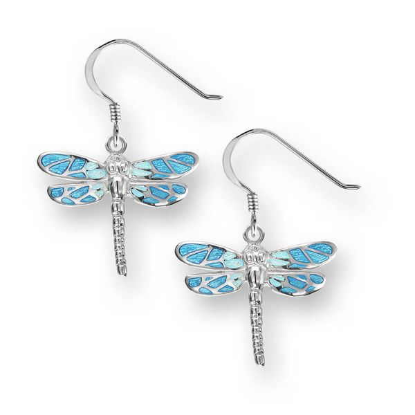 Sterling Silver Blue Enamel Dragonfly Dangle Earrings Quality Gem LLC Bethel, CT