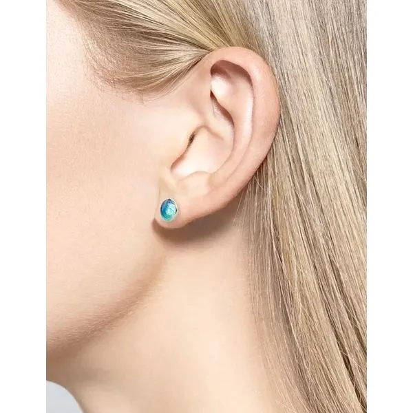 Sterling Silver Blue Enamel Contemporary Round Stud Earrings Image 2 Quality Gem LLC Bethel, CT