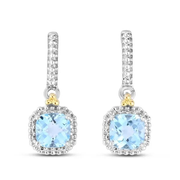 Sterling Suilver and 18K Yellow Gold Blue Topaz Popcorn Drop Earrings Quality Gem LLC Bethel, CT
