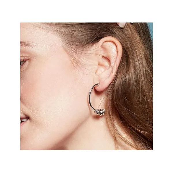 Sterling Silver Coast Tumble Hoop Stud Earrings Image 2 Quality Gem LLC Bethel, CT
