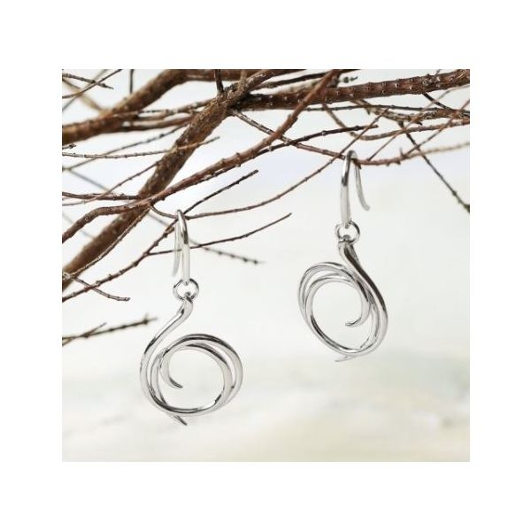 Sterling Silver Rhodium Plated Entwine Helix Wrap Drop Earrings Image 2 Quality Gem LLC Bethel, CT