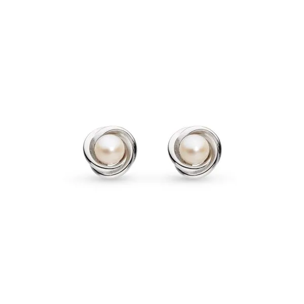 Sterling Silver Bevel Trilogy Pearl Stud Earrings Quality Gem LLC Bethel, CT