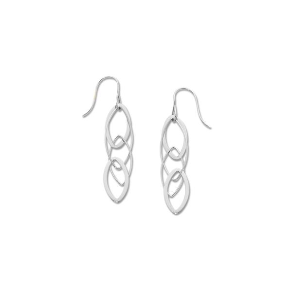 Sterling Silver Interlocking Almond Drop Dangle Earrings Quality Gem LLC Bethel, CT