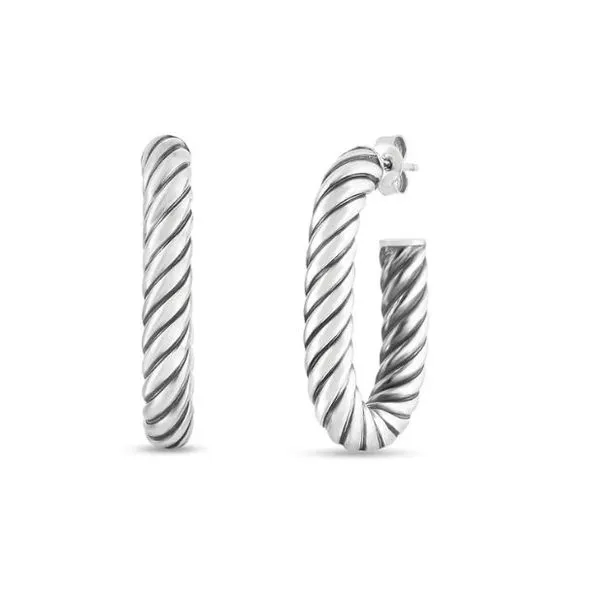 Sterling Silver Italin Cable Link Earrings Quality Gem LLC Bethel, CT