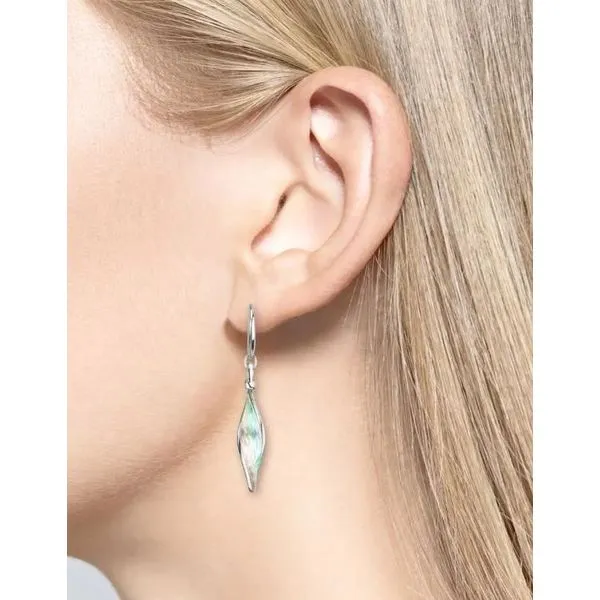 Sterling Silver Green Enamel Aurora Dangle Earrings Image 2 Quality Gem LLC Bethel, CT
