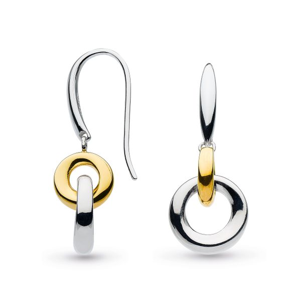 Sterling Silver & 18K Yellow Gold Plate Interlinking Circle Dangle Earrings Quality Gem LLC Bethel, CT