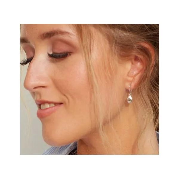Sterling Silver Pebble Droplet Earrings Image 2 Quality Gem LLC Bethel, CT