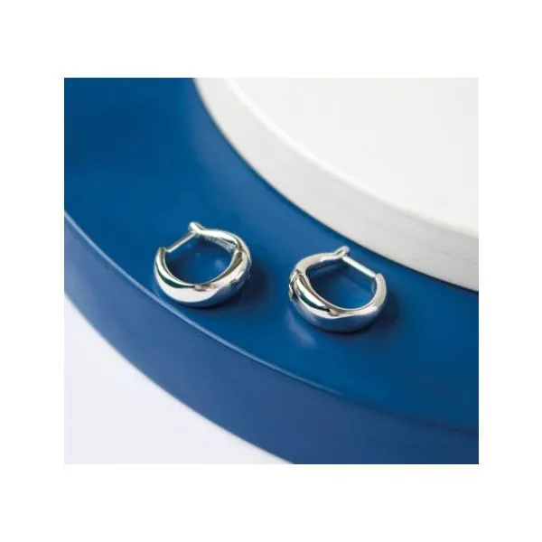 Sterling Silver Rhodium Plated Bevel Cirque Small Hinged Huggie Hoop Earrings Image 2 Quality Gem LLC Bethel, CT