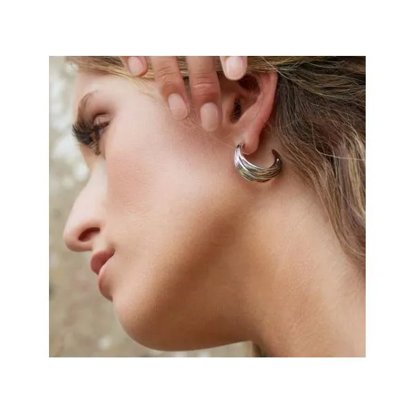 Sterling Silver Rhodium Plated Helix Wrap Grande Hoop Earrings Image 2 Quality Gem LLC Bethel, CT