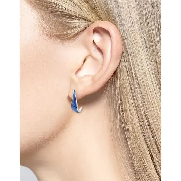 Sterling Silver Navy Vitreous Enamel Teardrop Post Earrings Image 2 Quality Gem LLC Bethel, CT