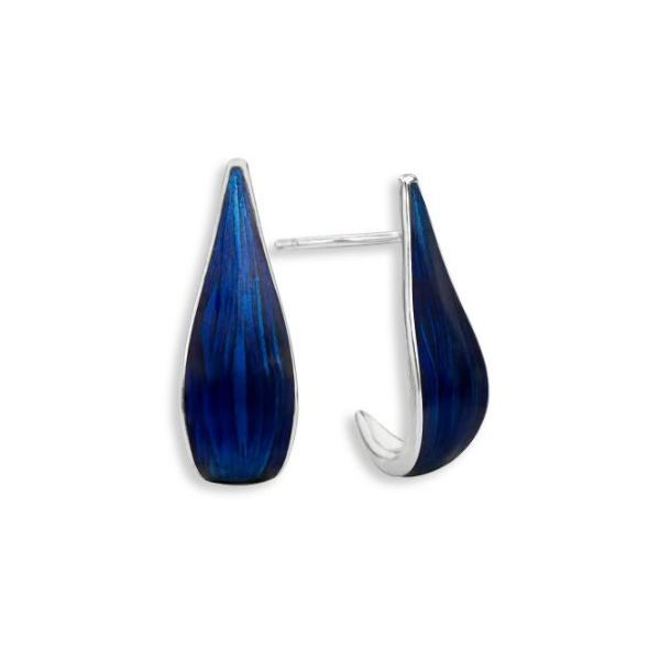Sterling Silver Navy Vitreous Enamel Teardrop Post Earrings Quality Gem LLC Bethel, CT