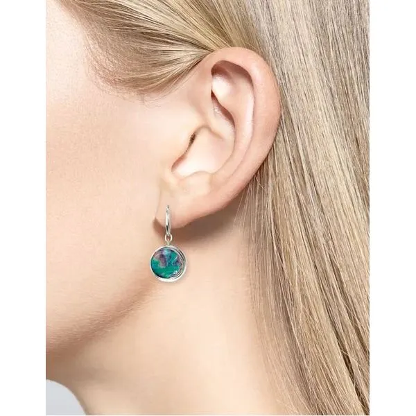 Sterling Silver Blue, Green, And Purple Enamel Aurora Circle Dangle Earrings Image 2 Quality Gem LLC Bethel, CT