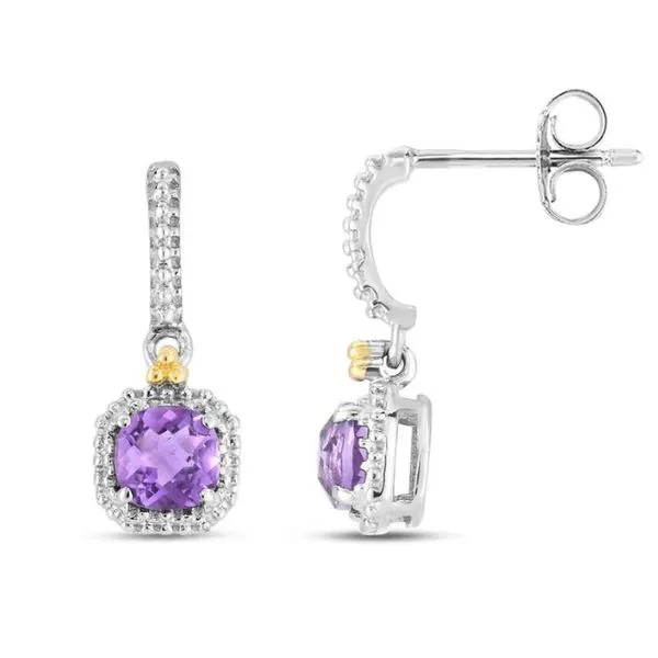 Sterling Silver & 18K Yellow Gold Rhodium Plated Popcorn Amethyst Drop Earrings Quality Gem LLC Bethel, CT