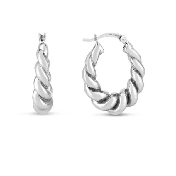 Sterling Silver Rhodium Plated Bold Twist Hoop Earrings Quality Gem LLC Bethel, CT