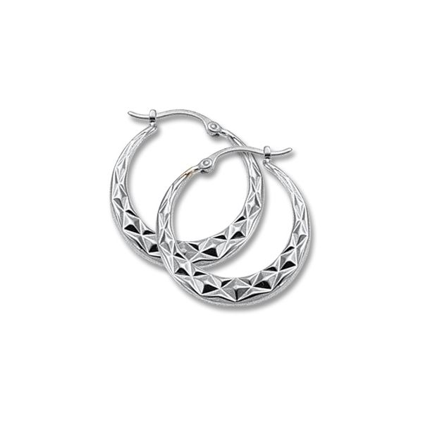 Sterling Silver Quilted Hoop Earrings Image 2 Quality Gem LLC Bethel, CT