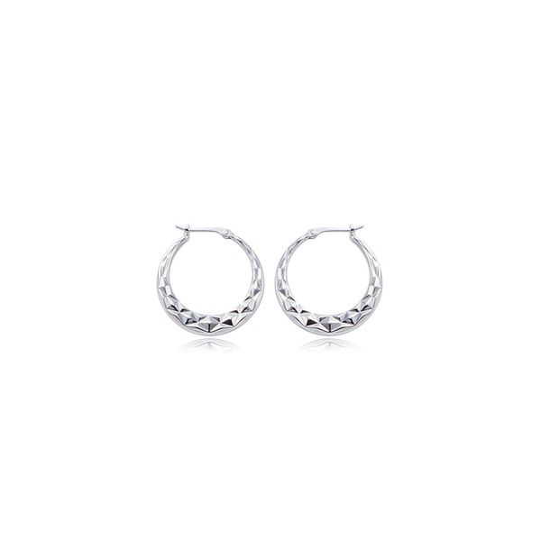 Sterling Silver Quilted Hoop Earrings Quality Gem LLC Bethel, CT