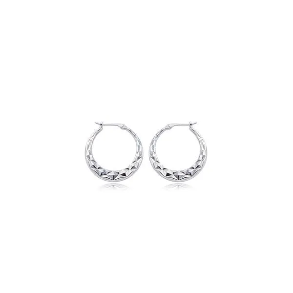 Sterling Silver Quilted Hoop Earrings Quality Gem LLC Bethel, CT