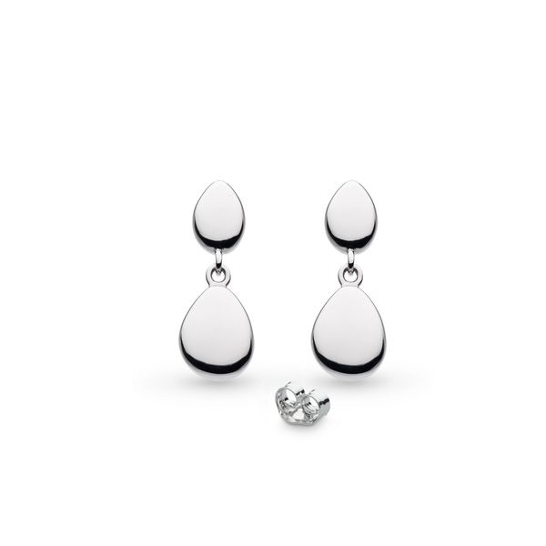 Sterling Silver Rhodium Plated Pebble Twin Droplet Drop Earrings Quality Gem LLC Bethel, CT
