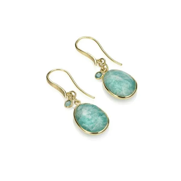 Sterling Silver 18K Vermeil Amazonite And Apatite Textured Shade Dangle Earrings Quality Gem LLC Bethel, CT