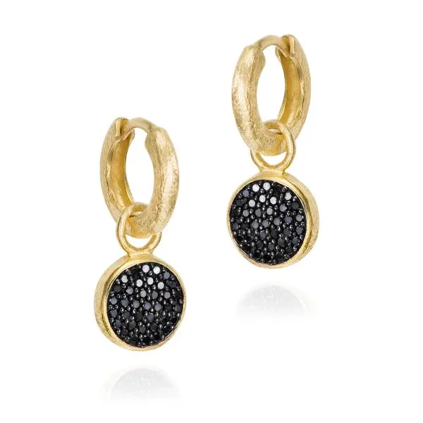 Sterling Silver 18K Vermeil STARS Hoop Earrings With Black Spinel Dangles Quality Gem LLC Bethel, CT
